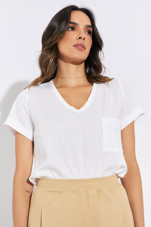 T SHIRT LINEN BRANCO