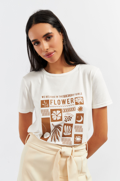 T SHIRT AMELIE FLOWER OFF_WHITE