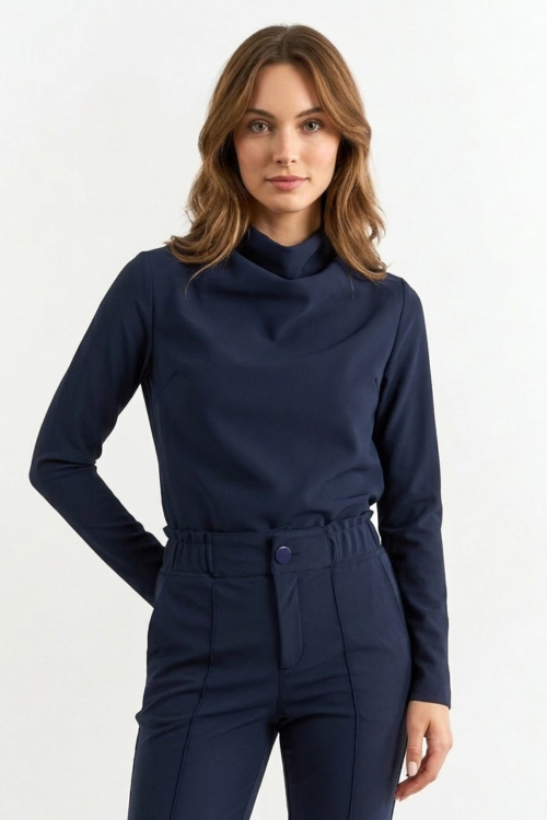 BLUSA HANA MANGA LONGA MARINHO